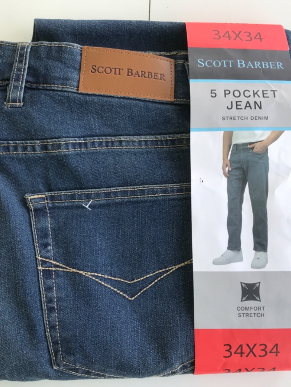 Scott Barber Men's 5 Pocket Straight Fit ComfortStretch Denim Jean 32 & 34 avail